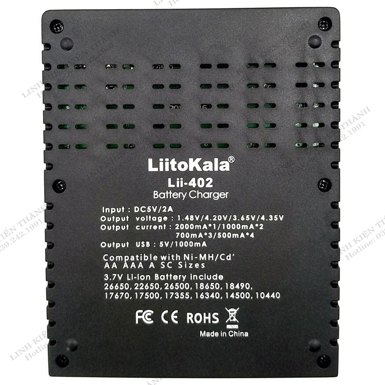 Sạc 4 Pin Liitokala Lii-402 AA / AAA / A / SC 26650,22650,26500,18650,18490,17670