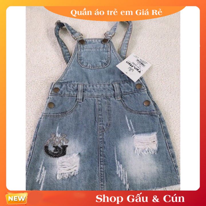 Yếm váy bò cho bé gái Hàng Quảng Châu chất bò mềm dày dặn size từ 10-16kg