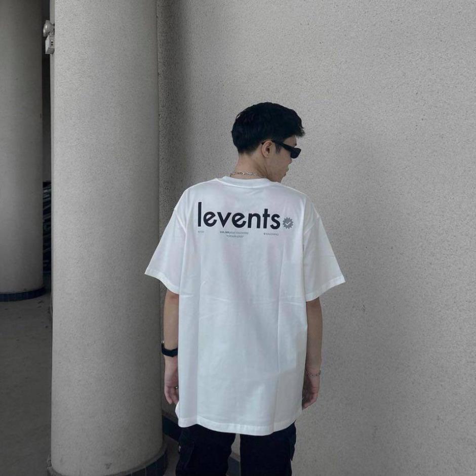 Áo thun unisex Levents Popular Logo Nam nữ màu trắng kem