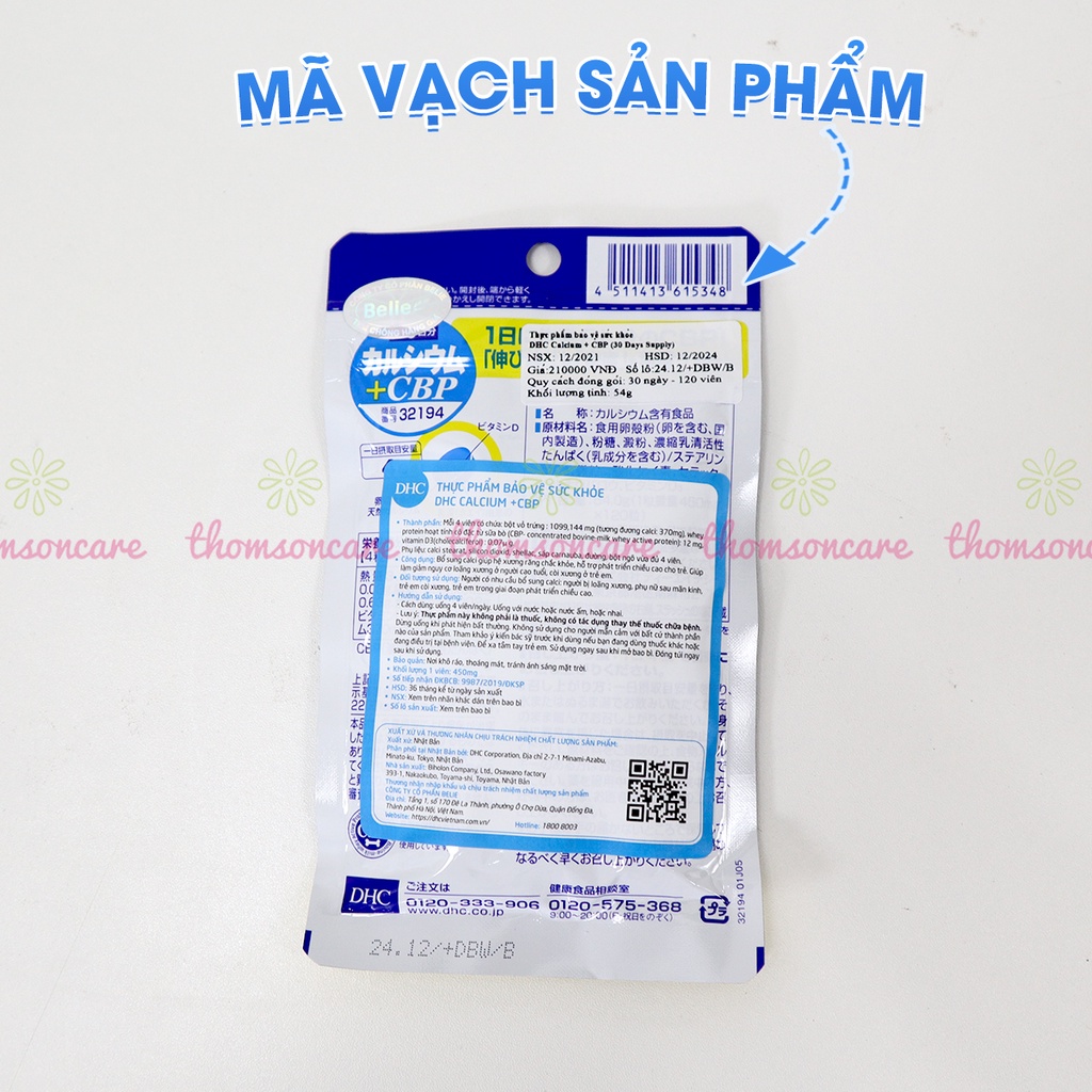 Viên uống DHC Calcium - Bổ sung Canxi tăng chiều cao cho trẻ em, giảm loãng xương người cao tuổi  - Hàng Chính Hãng DHC
