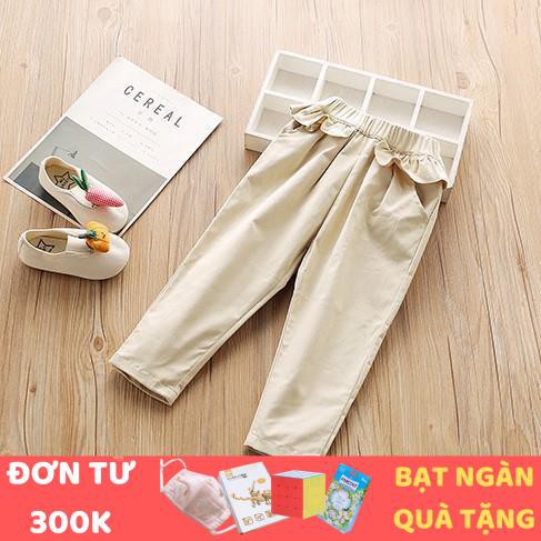 [HÀNG QUẢNG CHÂU CAO CẤP] Quần kaki bé gái cạp viền bèo, màu trắng sữa Smartkids TE1894