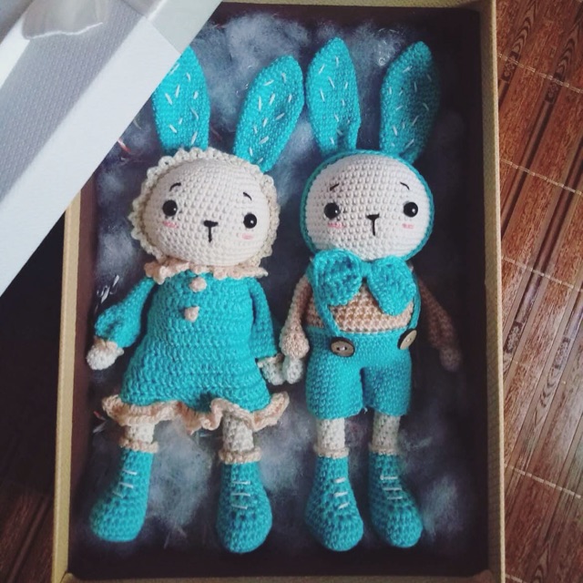 Bé thỏ Mimi & Miti - Thú len bông handmade