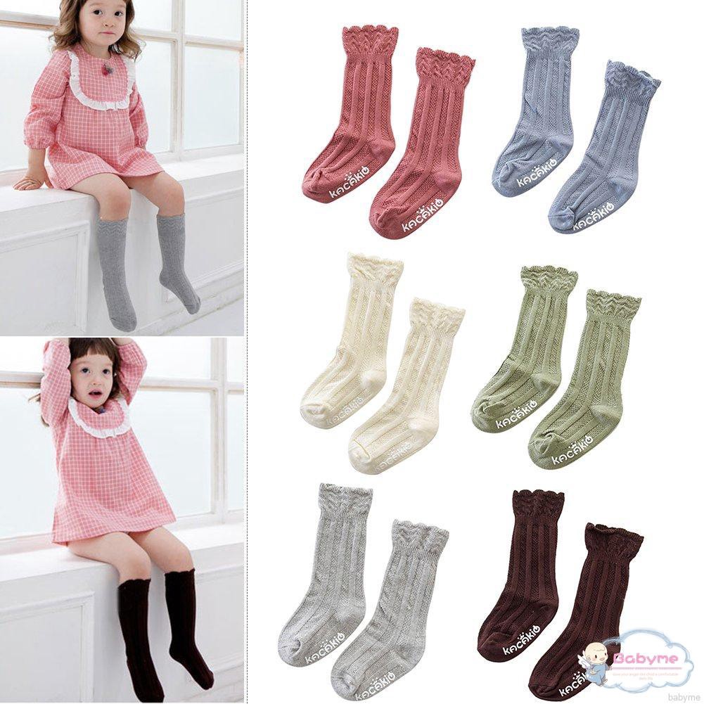 Vớ cotton cao cổ họa tiết sọc ngang xinh xắn dành cho bé gái