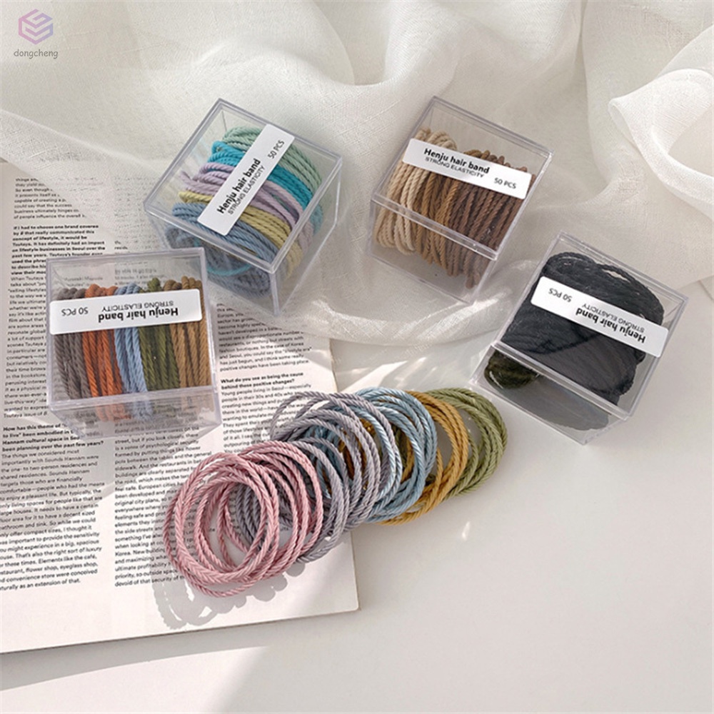 Set 50 Dây Cột Tóc Có Thể Tái Sử Dụng Siêu Bền Cho Nữ