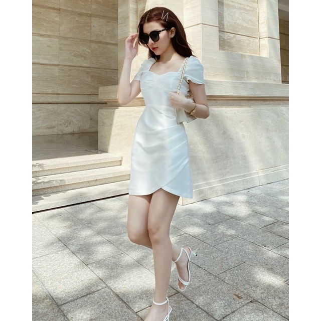 ĐẦM CHÉO NGỰC CHÉO TÀ TAY BÈO TRẮNG - ĐEN