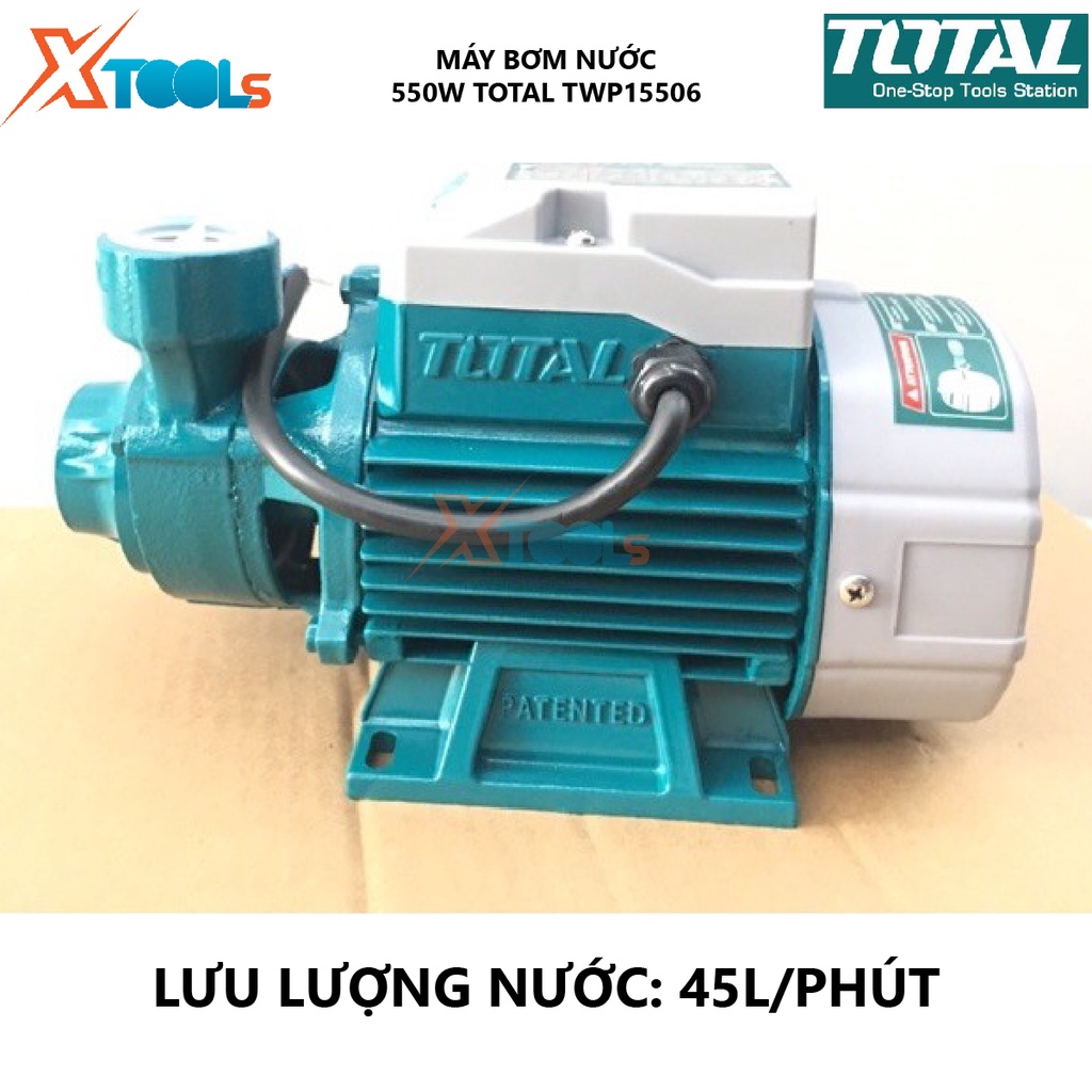 Máy bơm nước TOTAL TWP15506 Máy bơm nước dùng điện Công suất đầu vào 550W(0,75HP) Chiều cao bơm 45 m, bơm nước lên bồn