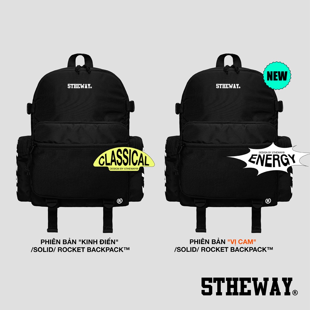 Balo 5THEWAY® /solid/ ROCKET BACKPACK in BLACK aka Balo Đen