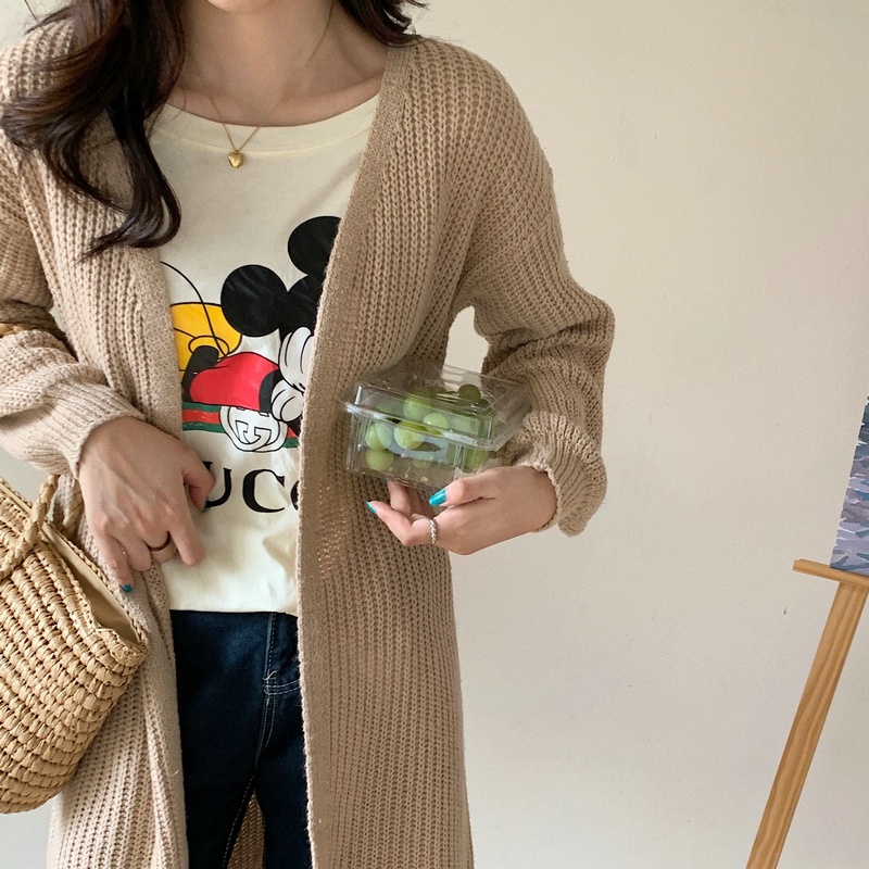 SUXI Áo Khoác Cardigan Bằng Vải Dệt Kim Dáng Rộng Rãi Phong Cách Cổ Điển Hàn Quốc Sành Điệu Cho Nữ