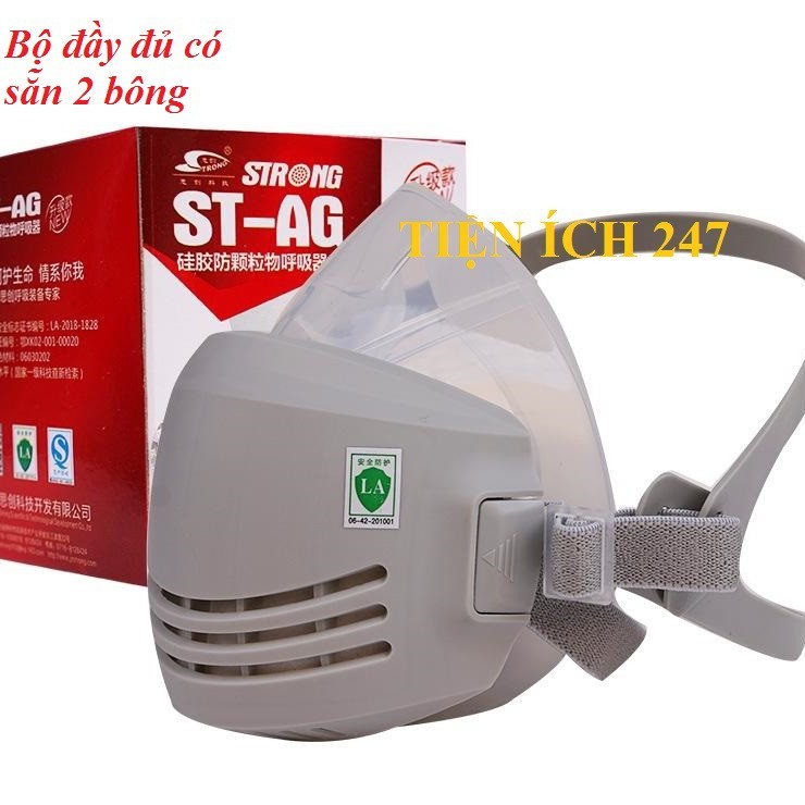 Mặt Nạ Phòng Độc Strong AG-ST, Phòng Khói, Ngăn Bụi Mịn Nhà Máy, Chất Liệu Silicol Siêu Mềm