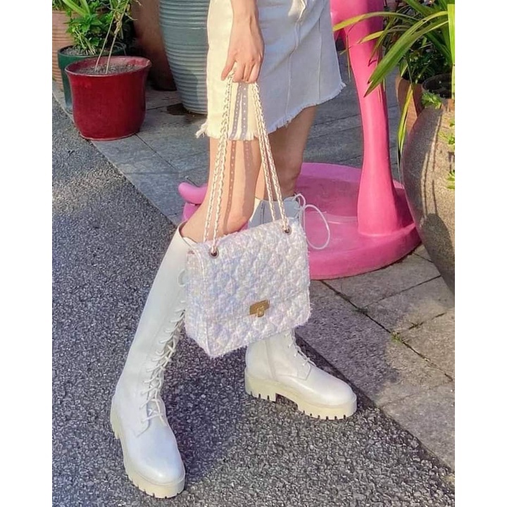 Túi Trám Vải Tweed Charles and Keith chính hãng