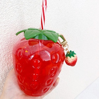 (Kèm móc dâu và ống hút đầy đủ). Bình nước hình quả dâu 500ml (1 bình)