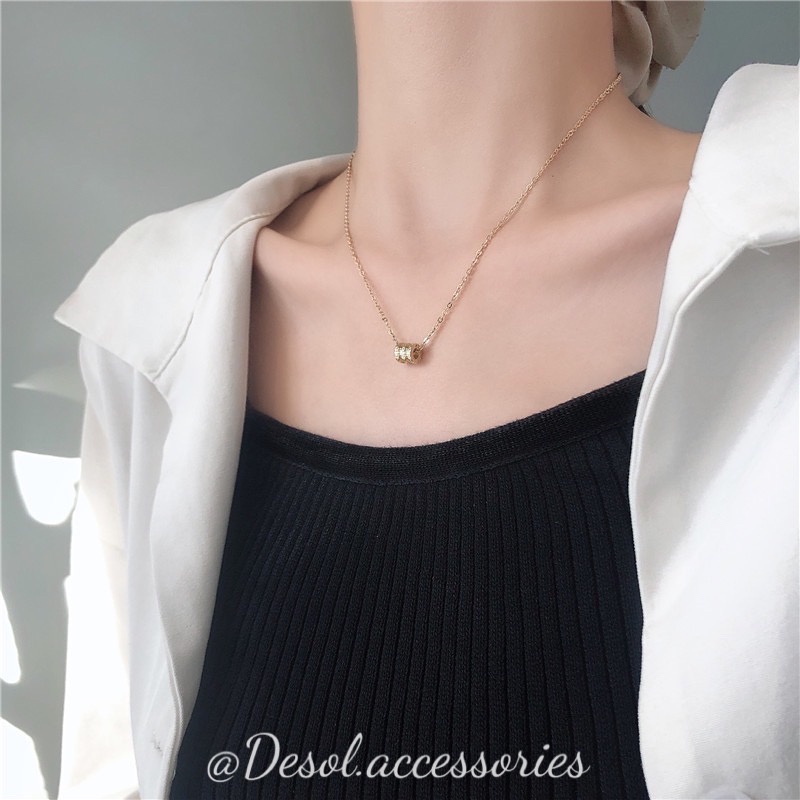 Dây chuyền, vòng cổ Clara kiểu dáng thanh mảnh phối mặt bánh xe NL042 Desol.accessories