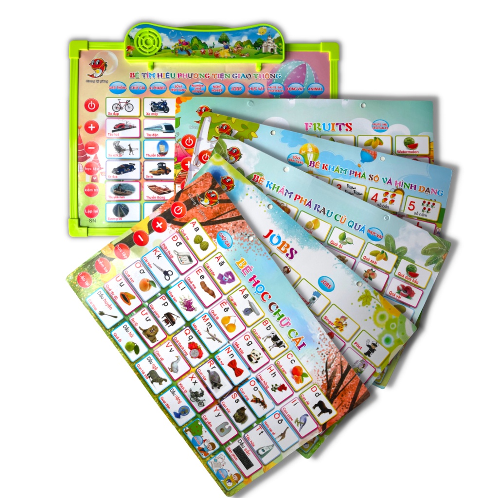 Bảng Chữ Cái Điện Tử Thông Minh 11 Mặt Song Ngữ Mẫu Mới, Bảng Học Chữ Phát Âm, Nói Cho Bé - ZOLY SHOP