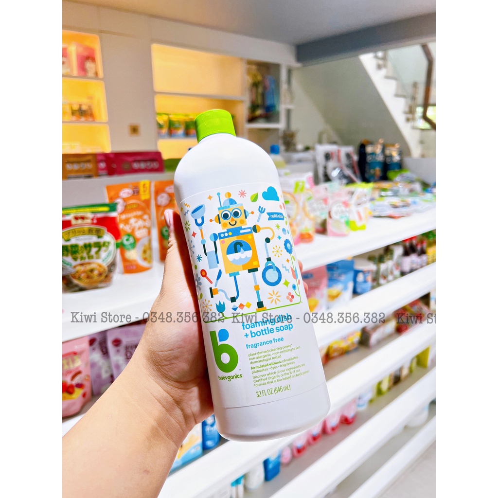 Nước rửa bình sữa hữu cơ BabyGanics Mỹ không mùi chai 473ml / 946ml