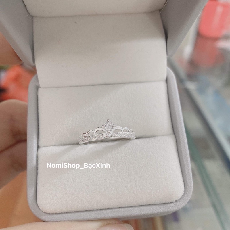 Nhẫn Bạc vương miện viền bèo nhỏ nhỏ xinh xinh, Bạc đẹp sáng lấp lánh hoạ tiết hài hoà tinh tế Mainomi Shop Bạc Xinh