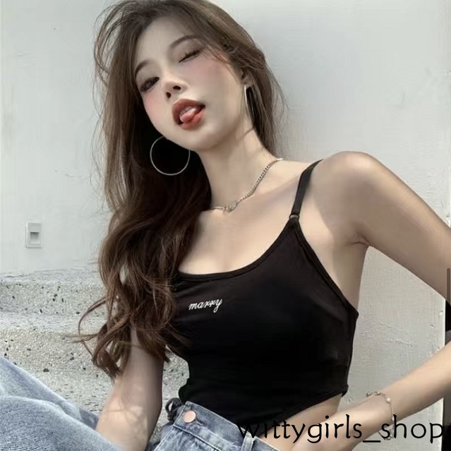 Wittygirls_shop | Bộ Áo Liền Quần Cổ Thuyền Không Tay In Chữ Màu Đen Gợi Cảm Cho Nữ