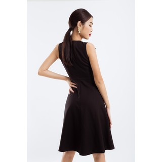 Đầm đen cổ tròn phối nơ EDINI - D1216
