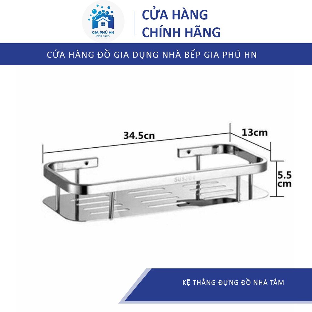 Kệ Thẳng Inox 304 Để Đồ Phòng Tắm, Phòng Bếp (kèm miếng dán hoặc keo dán không phải khoan tường)