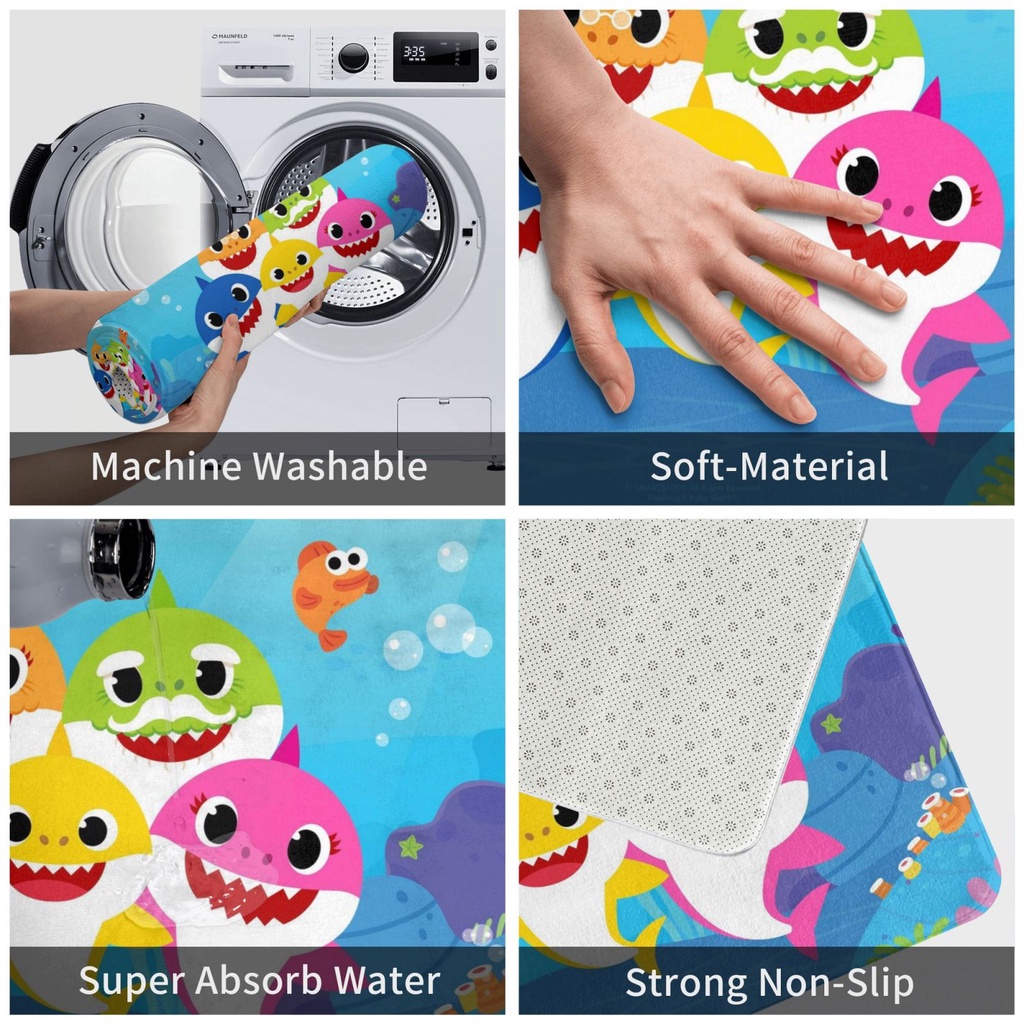 Thảm Chùi Chân Chống Trượt Hình Cá Mập 40 * 60cm