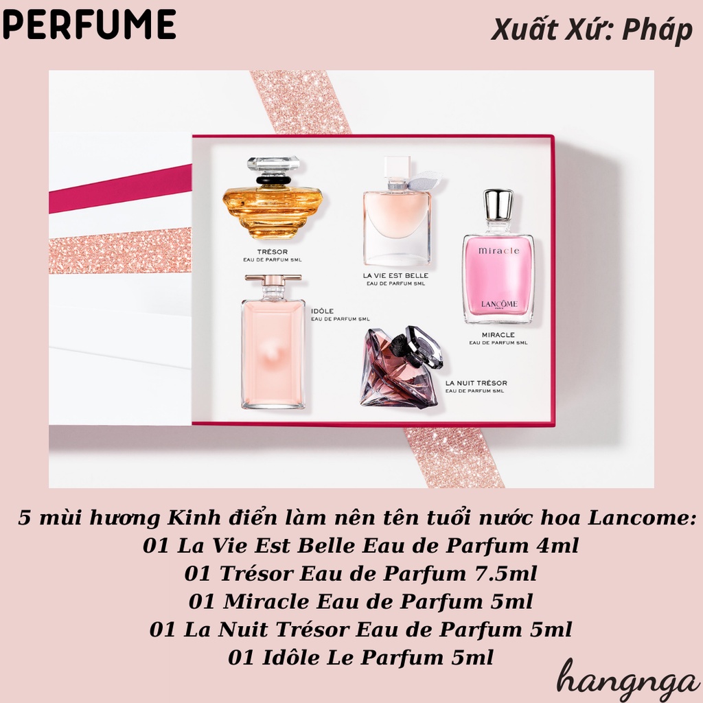 Set 5 chai nước hoa mini LANCOME cho nữ - hàng chuẩn Pháp - fullbox (ảnh thật)