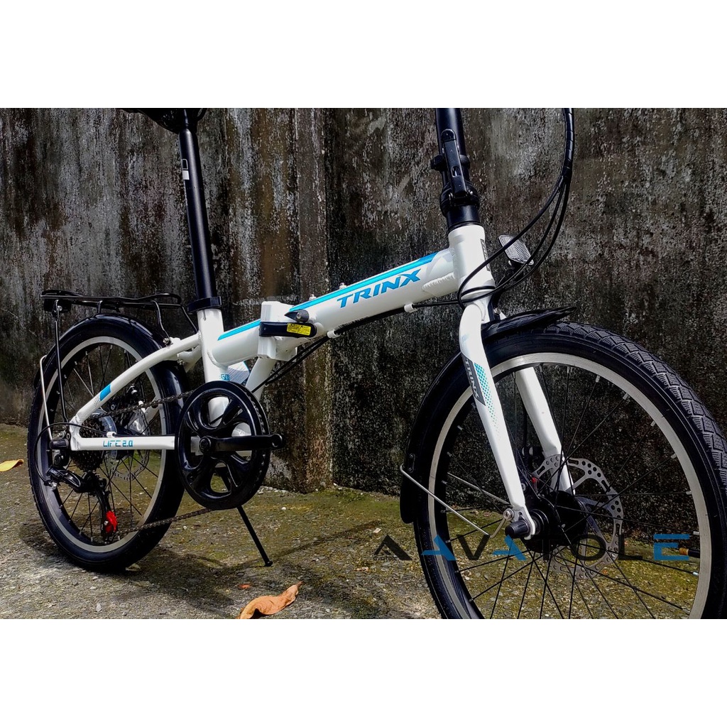 Xe đạp gấp 2023 TrinX Life 2.0, Khung sườn TrinX Alloy 20"X283mm, Trọng lượng 13kg, Bộ truyền động Shimano, màu trắng