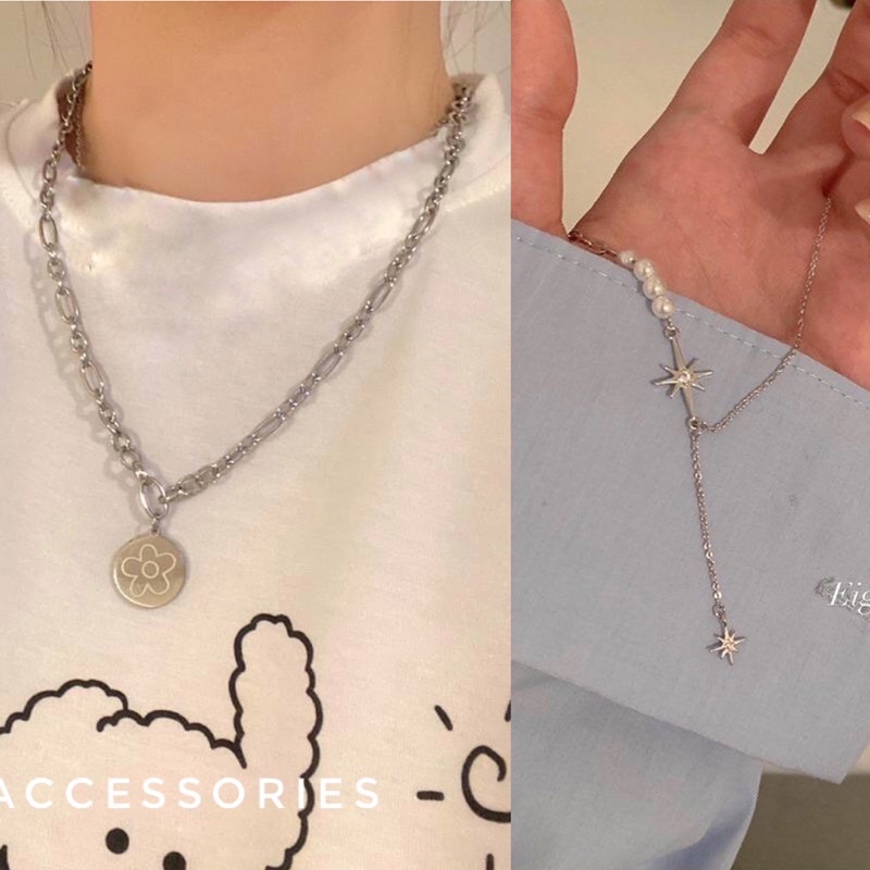 Set dây truyền nữ vòng cổ nữ thep titan có thể tách rời phong cách Hàn Quốc trẻ trung năng động cá tính cuốn hút sexy