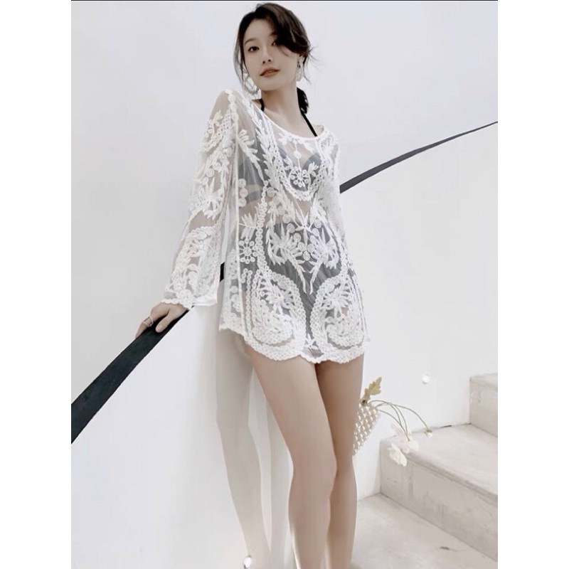 Áo choàng đi biển ren hoa | BigBuy360 - bigbuy360.vn