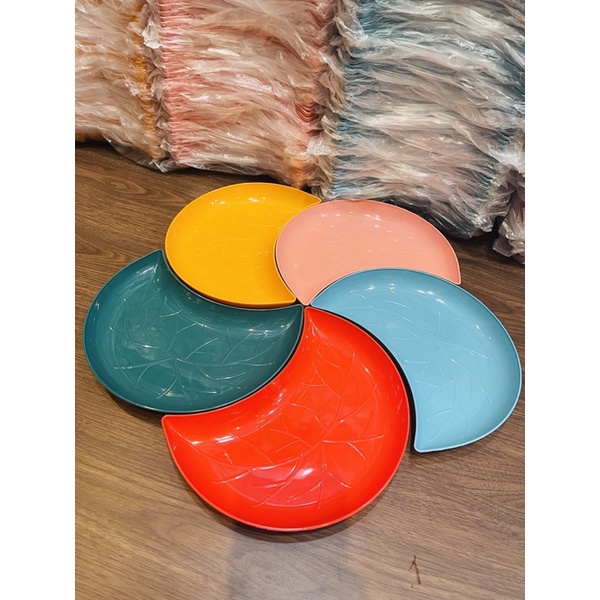 Combo 5 đĩa đựng trái cây, hoa quả, bánh kẹo, đồ ăn hình bán nguyệt - Đĩa nhựa decor