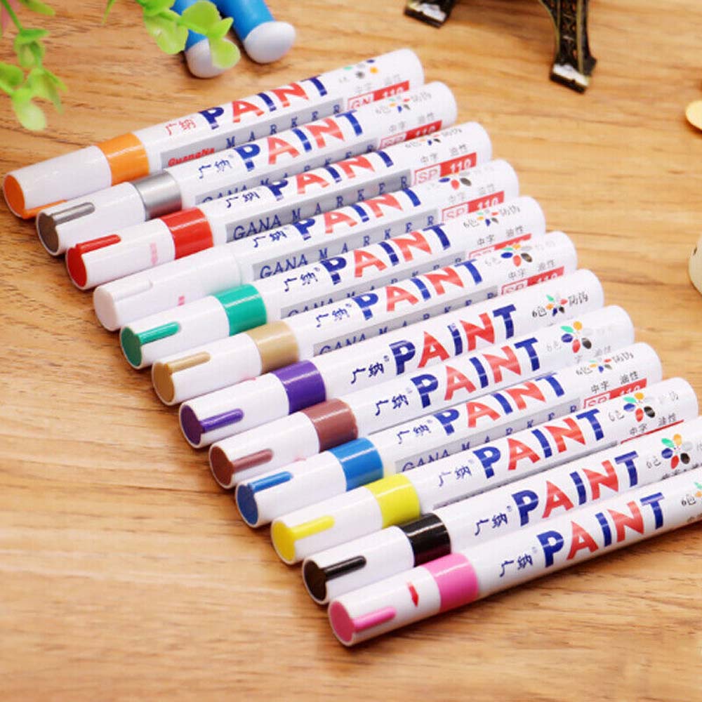 Set 12 bút lông chống nước dùng để vẽ tranh trên kính / kim loại / đá cuội