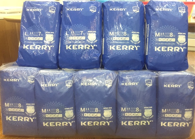 Combo 10 gói bỉm quần người lớn Kerry size M 8 miếng, L 7 miếng
