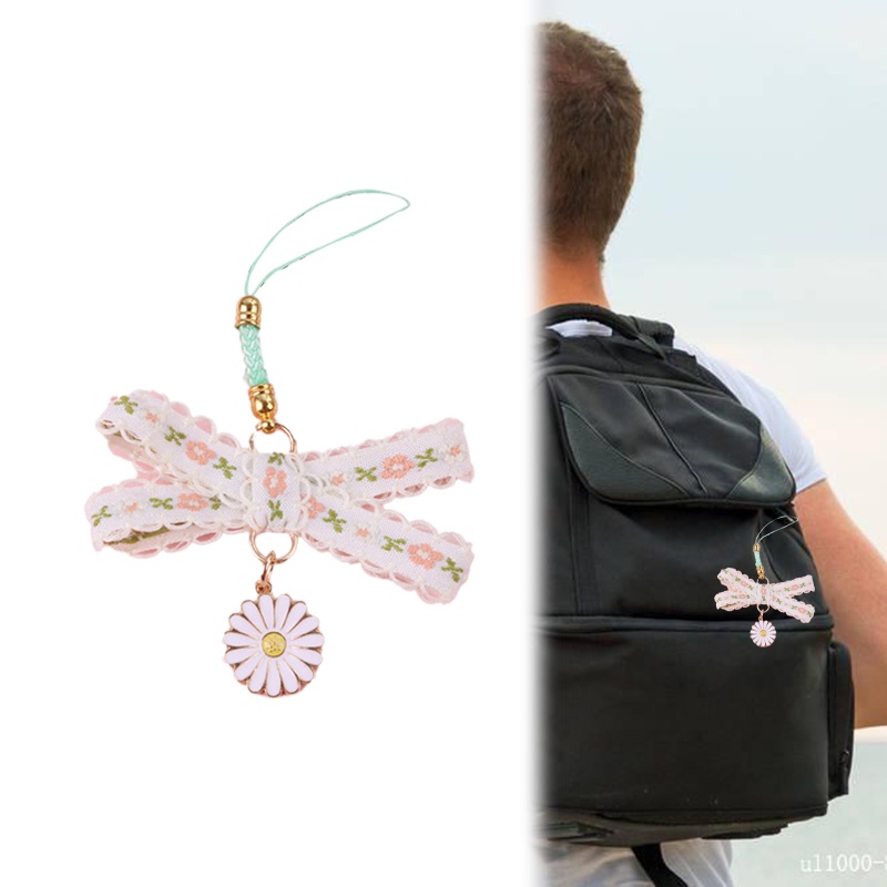 Small Japanese Chrysanthemum Key Chains With Bells And Ribbons To Decorate Bags For Women