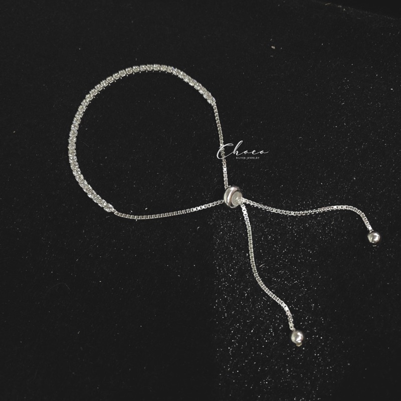 Vòng tay bạc hàng đá đuôi rút 2 Choco Jewelry