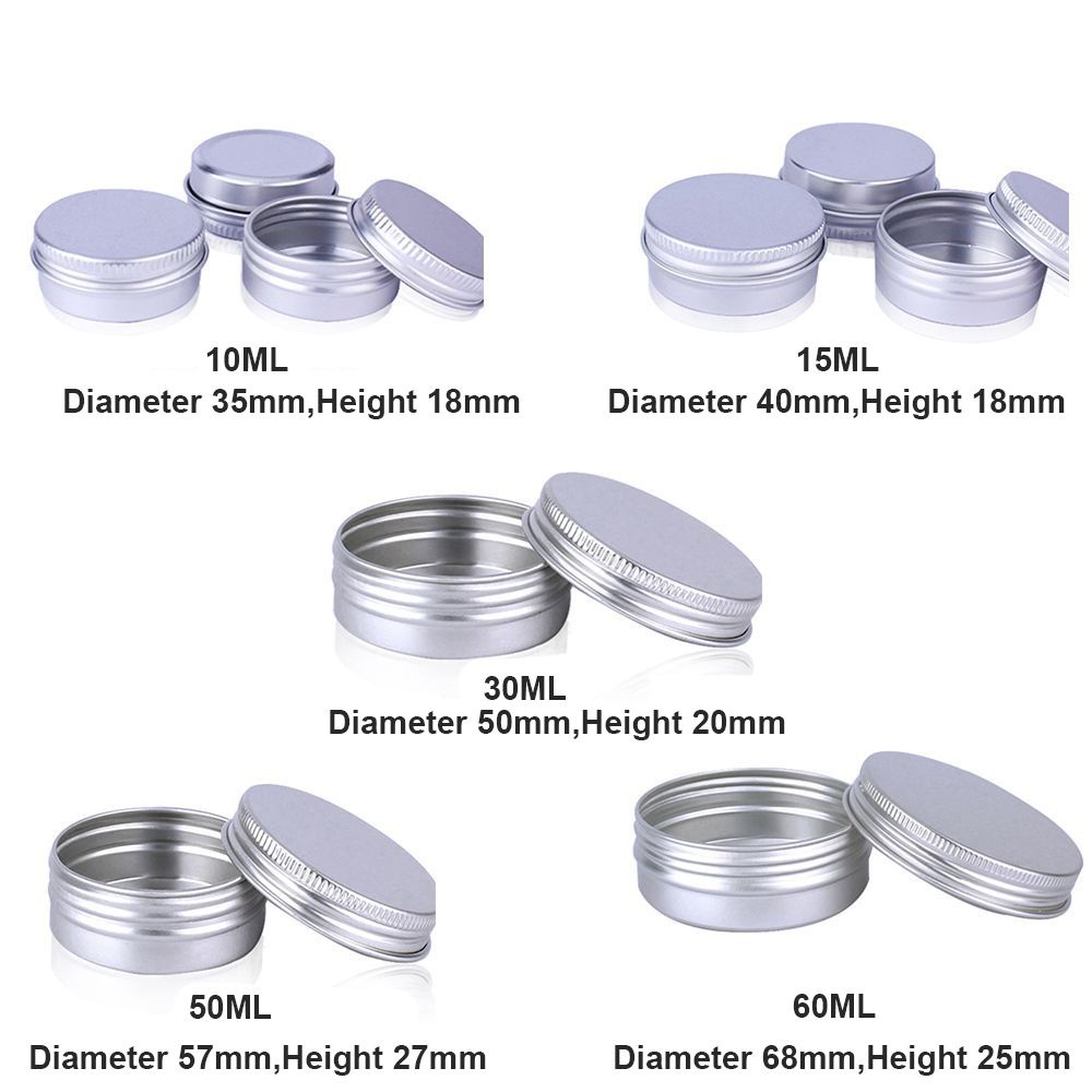 LAKAMIER Empty Aluminium Bottles Cosmetic Pot Jar Reusable Tin Container Makeup Storage Sample Packaging Can Silver Small Oil Wax Box