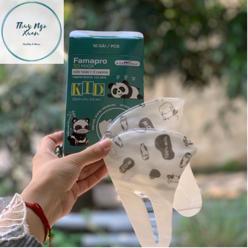 Khẩu Trang Trẻ Em 5D MASK KID Quai Vải 3D Cho Bé Nam Anh FAMAPRO 3 Lớp Kháng Khuẩn (Hộp 10 Cái)