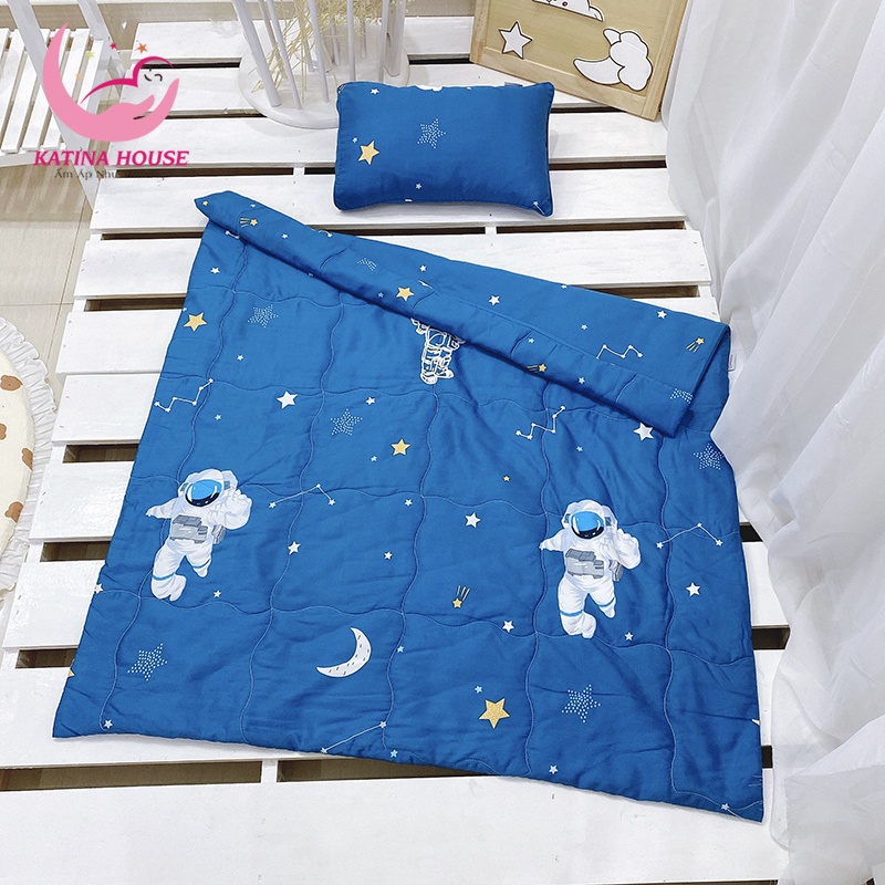 Bộ mền gối cho bé đi học 1-5 tuổi, vải Tencel cao cấp mềm, mát lạnh, họa tiết bé trai, gái đáng yêu