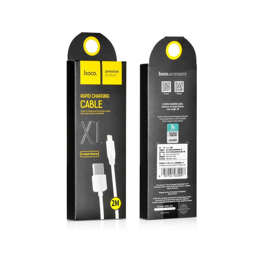 Cáp sạc Hoco X1 1m cho Iphone - cổng lightning (Trắng) - Hãng phân phối chính thức