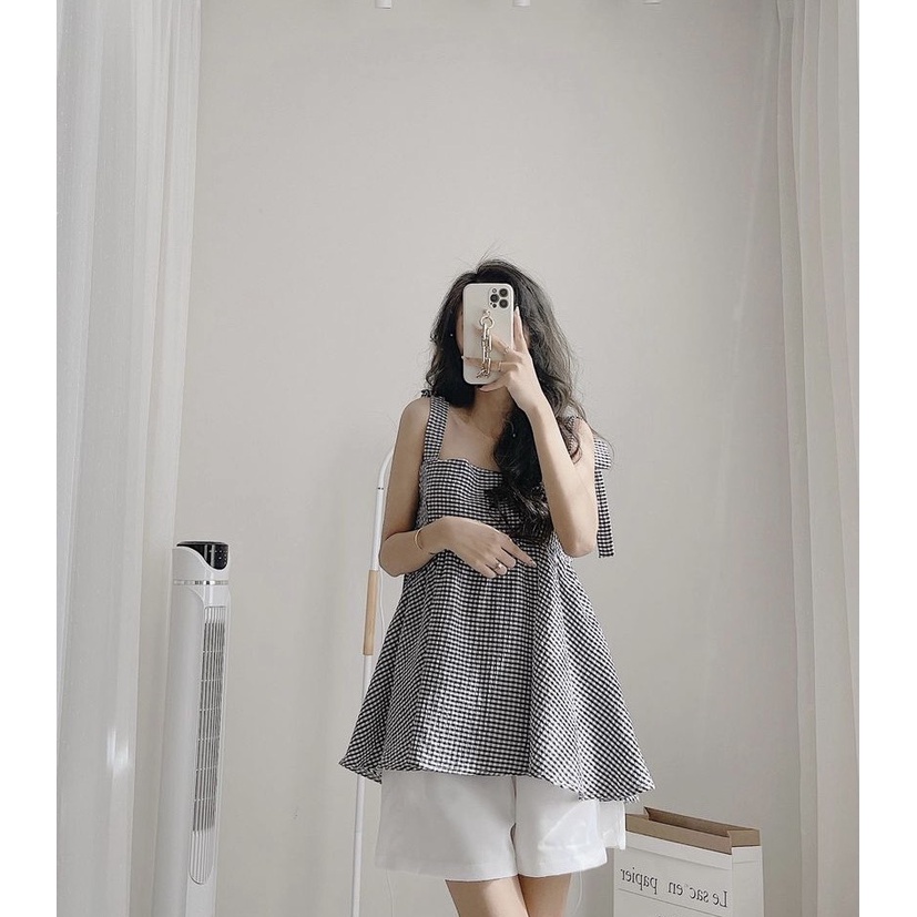 SET ÁO CARO 2 DÂY VÀ QUẦN 2 MÀU XINH XẮN GIÁ RẺ
