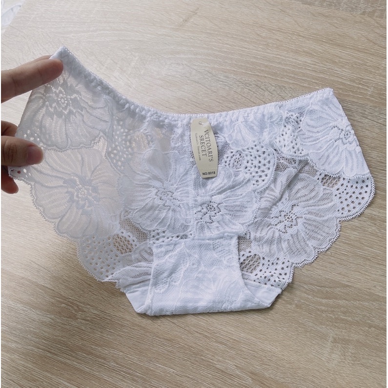 Quần lót ren Nữ Màu trắng Rất sexy _ Quần lót ren Hoa hồng đáy 100% cotton kháng khuẩn