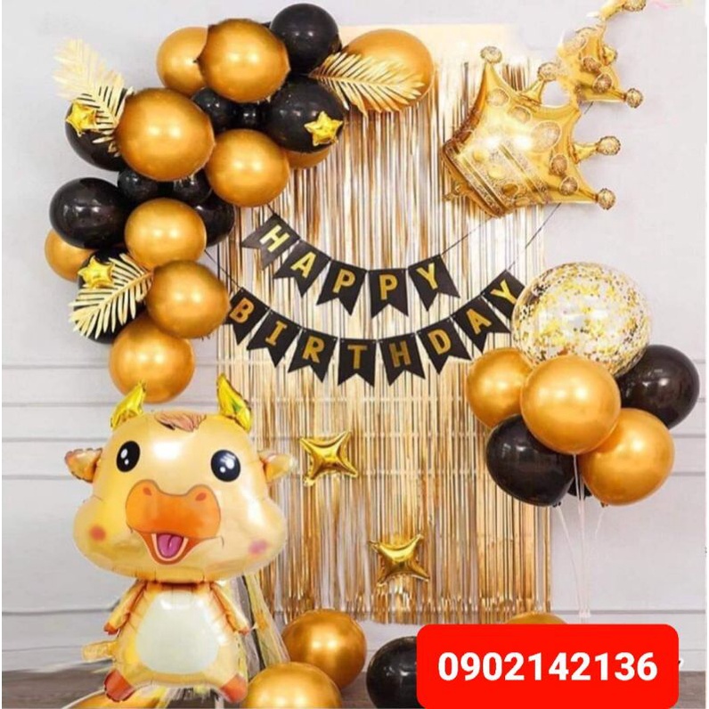 Set Trang Trí Sinh Nhật Trâu Vàng ( tặng kèm phụ kiện )