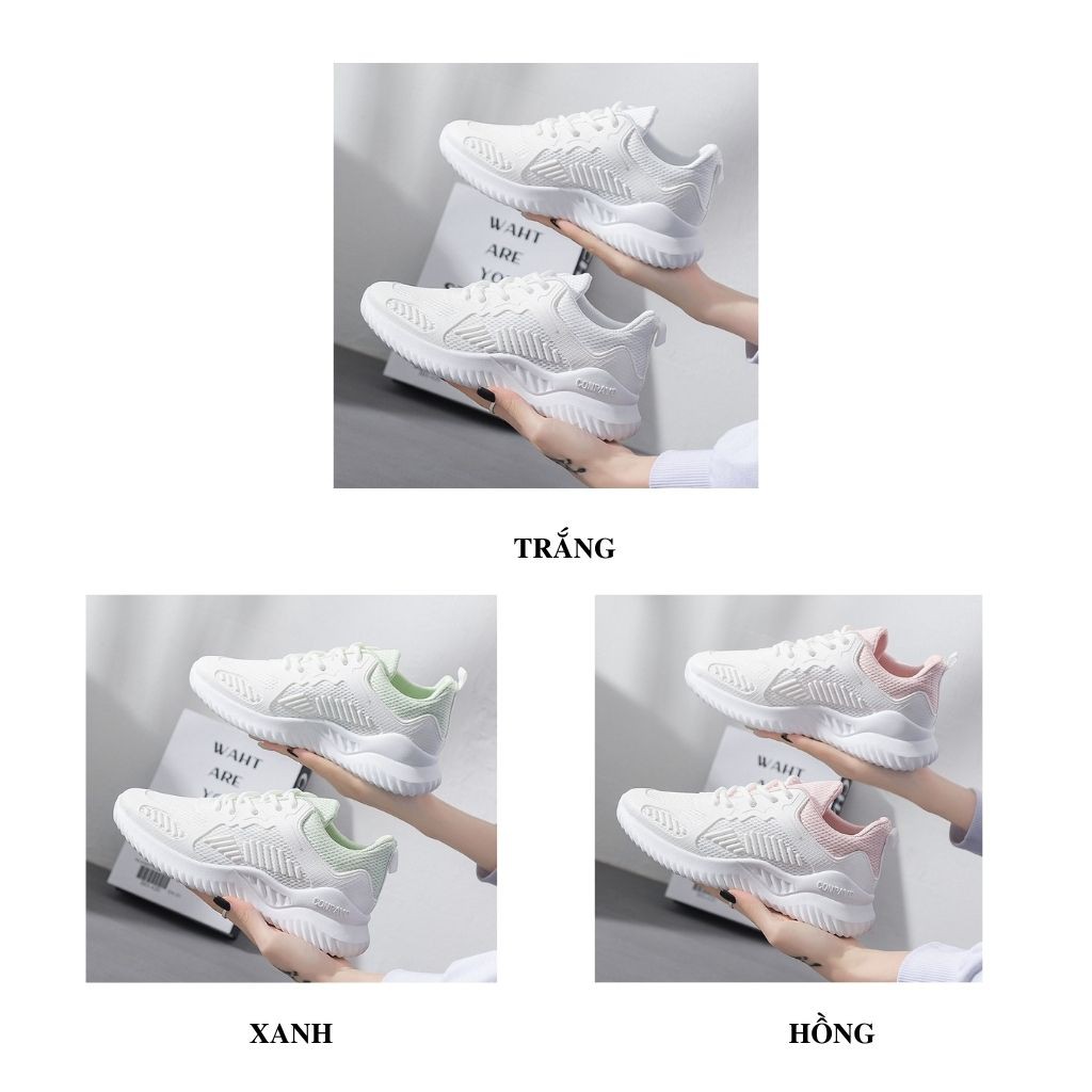 Giày Sneaker Nữ Nữ BUXINO17 Giày Thể Thao Nữ Trắng Độn Đế 6cm Cột Dây Cổ Thấp Chạy Bộ Đi Học Đi Chơi Size Từ 36 Đến 39