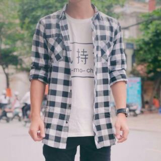 [FREESHIP] SƠ MI NAM KẺ CARO ĐEN TRẮNG - SƠ MI KẺ PHONG CÁCH HÀN QUỐC - SƠ MI DẠO PHỐ