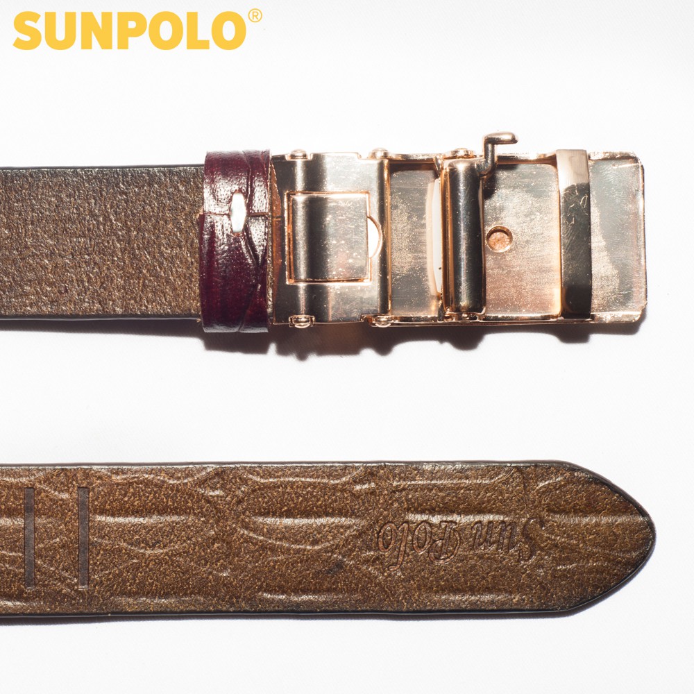Dây nịt nam da bò SUNPOLO Đen Nâu - BSAL02
