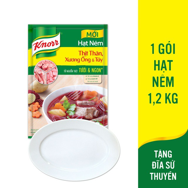 Tặng đĩa cao cấp khi mua HẠT NÊM KNORR 1,2 KG