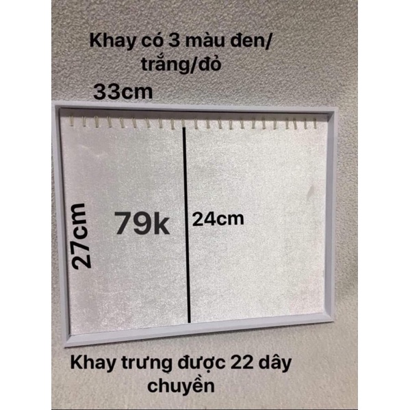 khay nhung trưng lắc và dây chuyền có 4 size và 3 màu