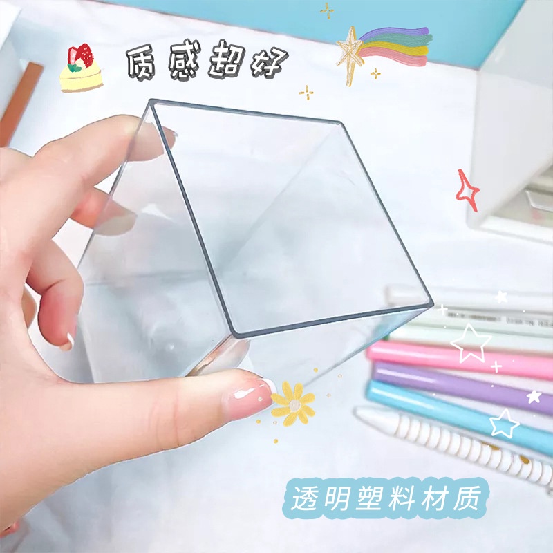 Giá Đỡ Bút / Cọ Trang Điểm Để Bàn Bằng Nhựa Trong Suốt Tiện Dụng