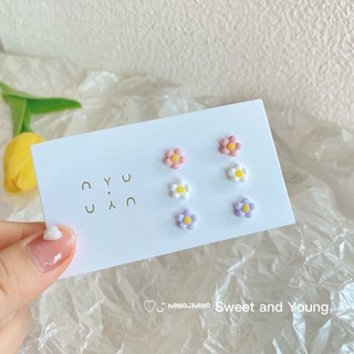 [Feelive] Bông Tai Hình Cỏ Bốn Lá May Mắn Sáu Màu Bạc Không Gây Dị Ứng Phong Cách Hàn Quốc Cho Nữ
