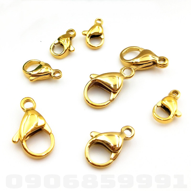 Móc khóa kẹp càng cua EDC,phụ kiện tự làm trang sức DIY mạ vàng 18k (Nhiều Cỡ)