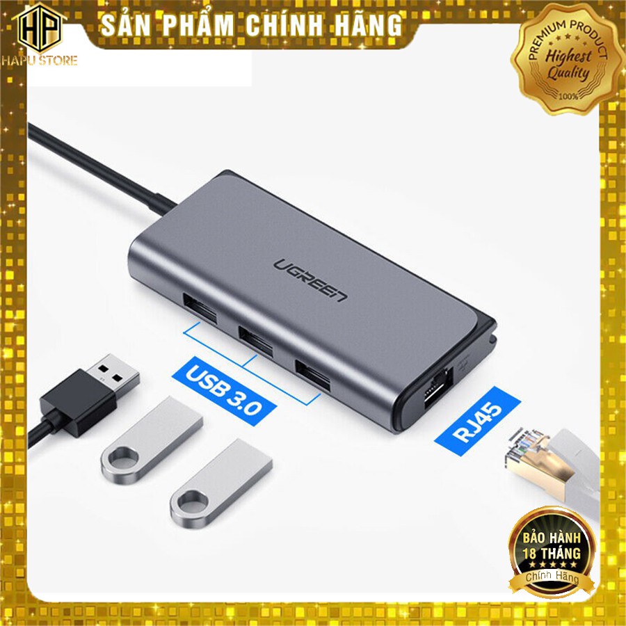 Cáp USB Type-C to Lan, USB 3.0 sạc USB-C Ugreen 50252 chính hãng - Hapustore