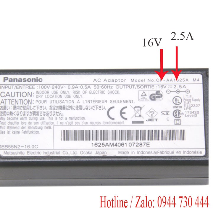 Sạc laptop Panasonic CF-W2 16v