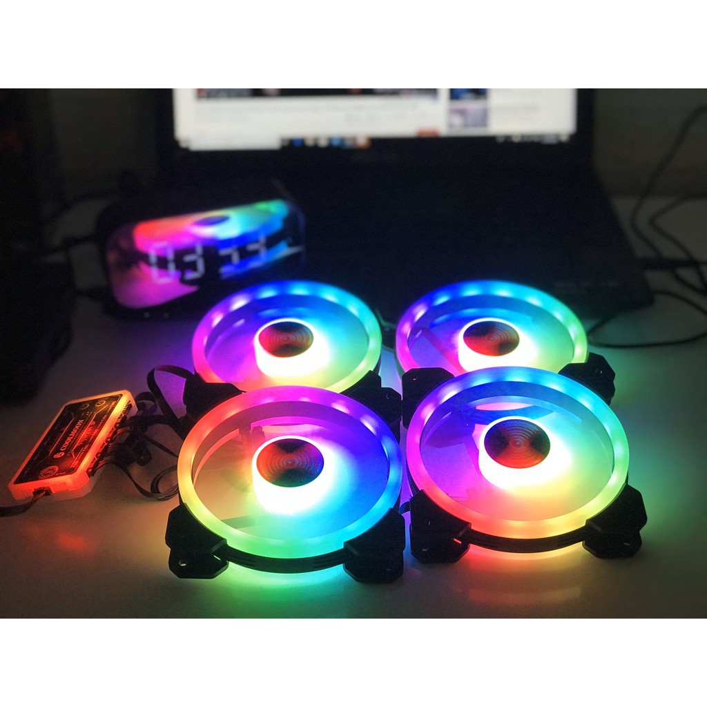 Bộ 2, 3, 4, 5, 6, 7, 8 Quạt Tản Nhiệt, Fan Case Coolmoon V4 Led RGB - Kèm Bộ Hub + Remote Coolmoon - Tùy Chọn